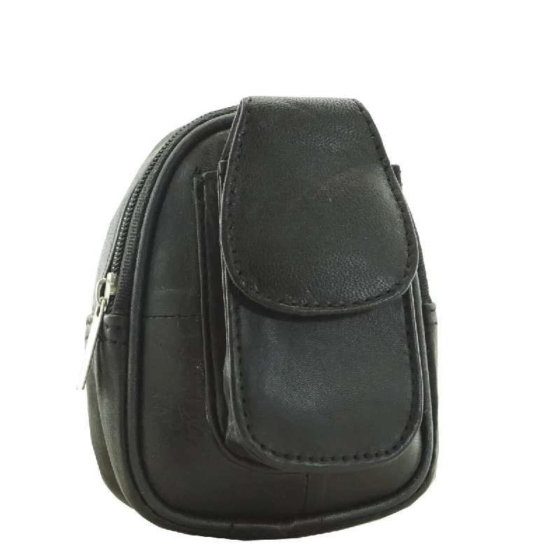 Foldable leather handle bags for travel-friendly storage -M25 ~ Sheepskin Small Zip Coin Pouch