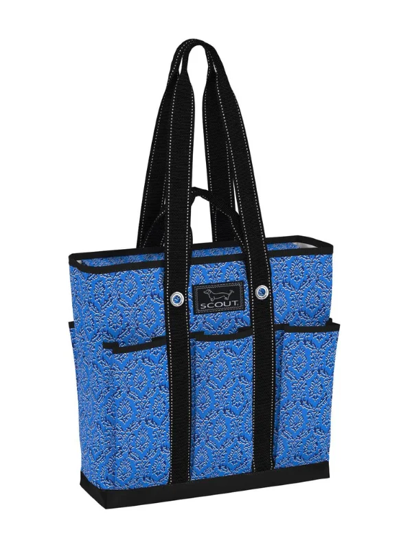 Tote Bags with Corduroy Handles -Merci Beau Blue Pocket Rocket Pocket Tote by Scout