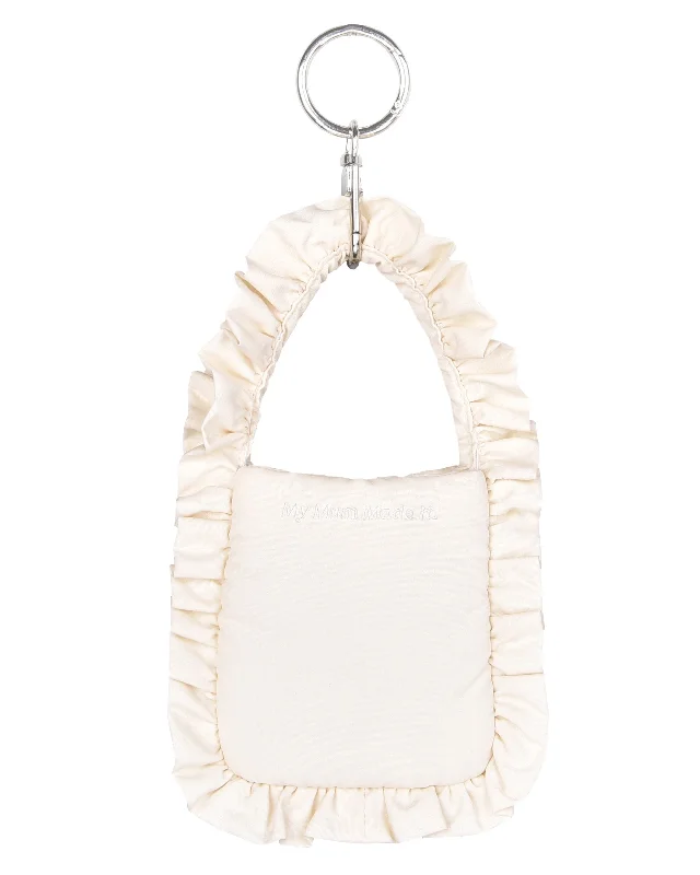 Tote Bags for School -Mini Pillow Tote Keychain - Cream Frill