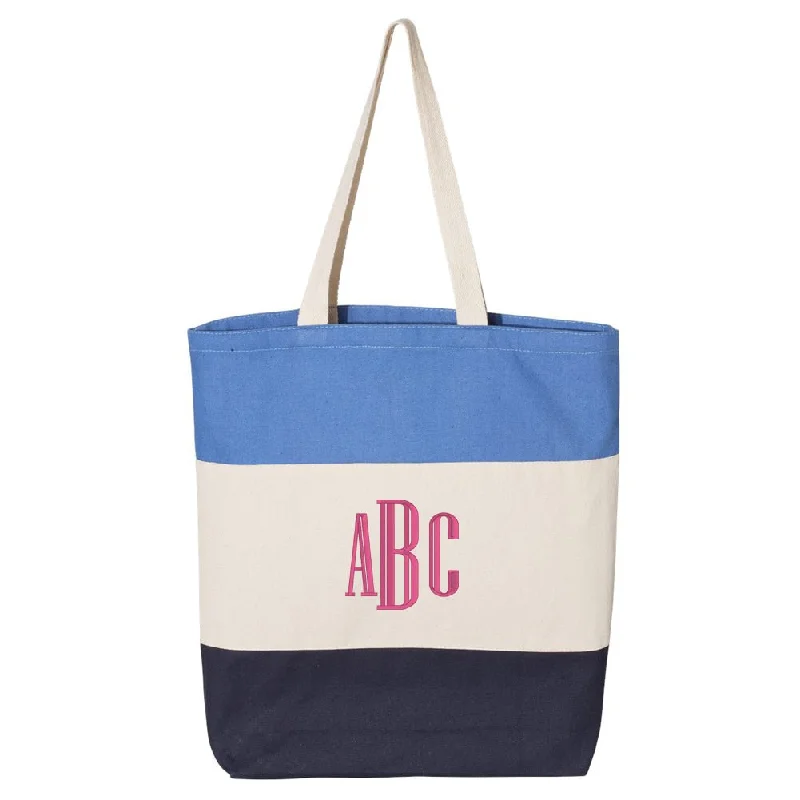 Tote Bags with Rhinestones -Monogrammed Colorblock Tote