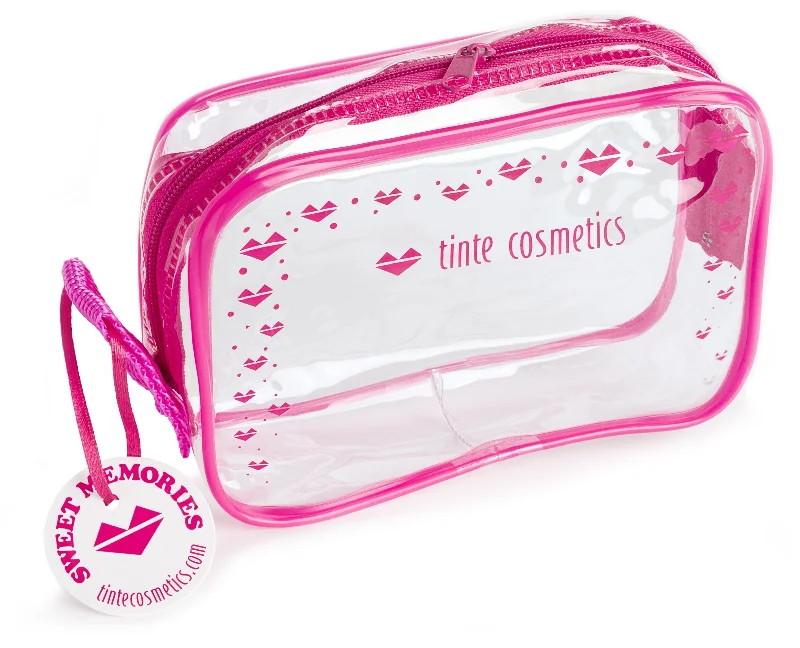 Tote Bags with Canvas Handles -PINK Tinte Hearts makeup bag