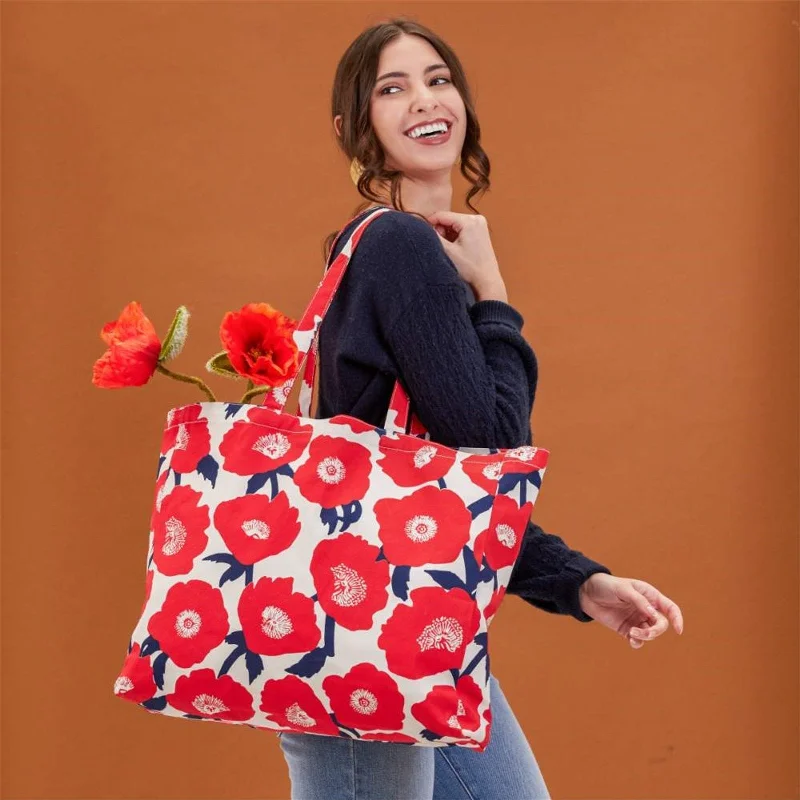 Tote Bags with Quotes -Poppies Little Shopper Tote Bag