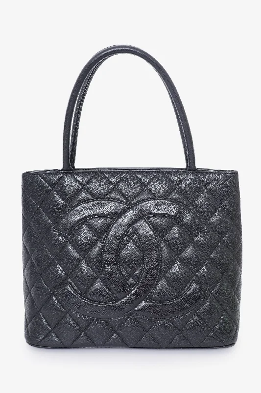 Tote Bags with Crossbody Strap -Chanel™ 2000-02 Black Caviar Medallion Tote