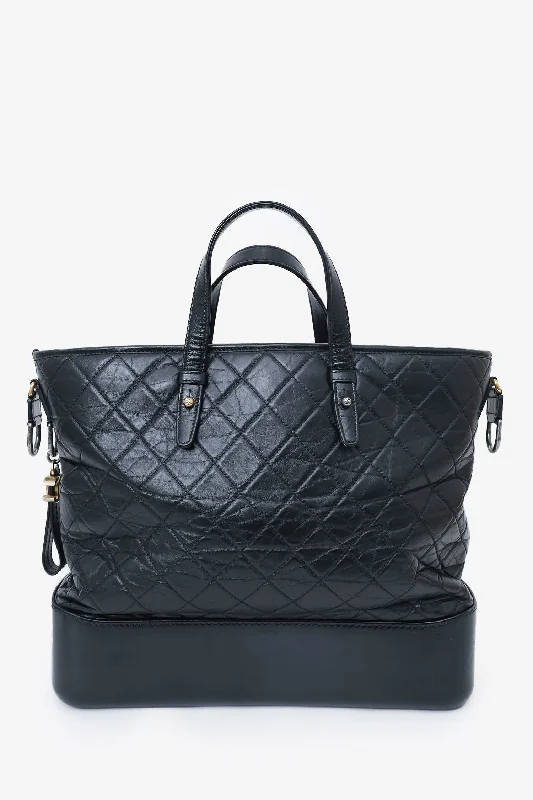 Tote Bags with Nylon Handles -Chanel™ 2017/18 Black Leather Quilted Large Gabrielle Top Handle Shopping Tote