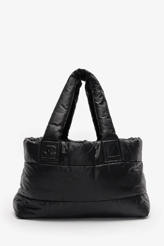 Tote Bags with Leather Handles -Pre-Loved Chanel™ Black Nylon Coco Cocoon Tote Bag