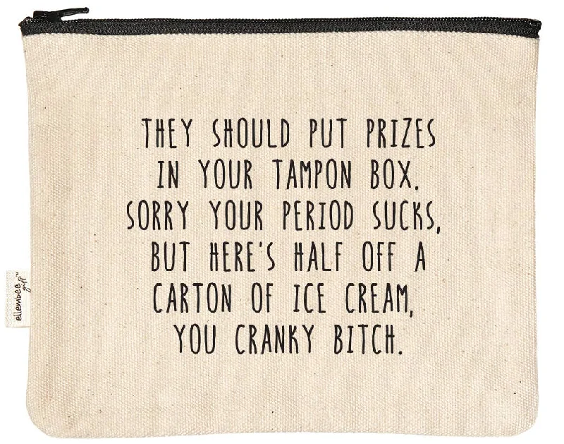 Tote Bags for Office -Prizes In Your Tampon Box Witty and Sassy Zipper Pouch