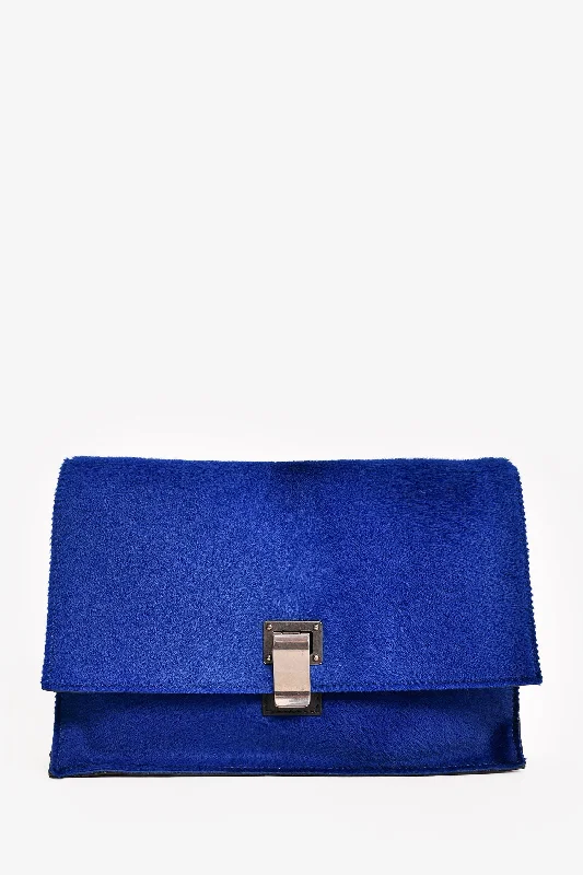 Tote Bags with Wooden Handles -Proenza Schouler Blue Flap Clutch