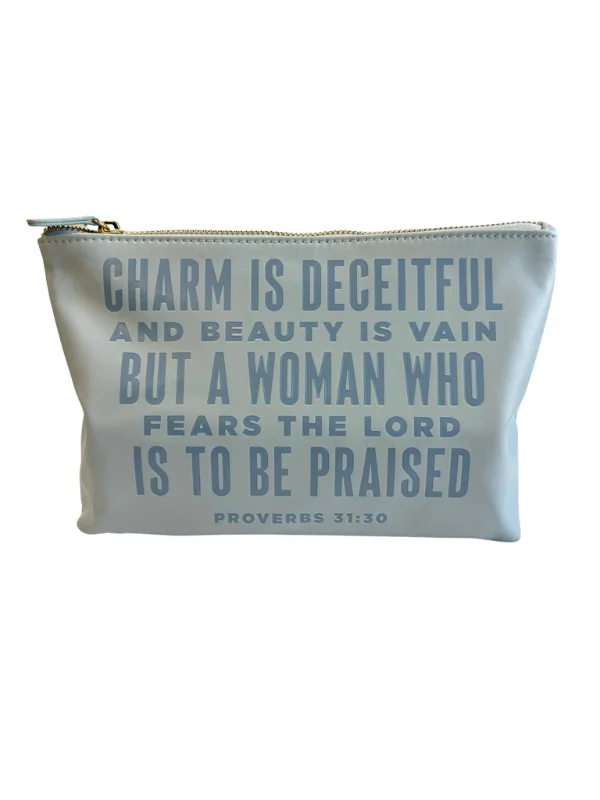 Sustainable Tote Bags for Green -Proverbs 31:30 Bible Verse Catch All Pouch