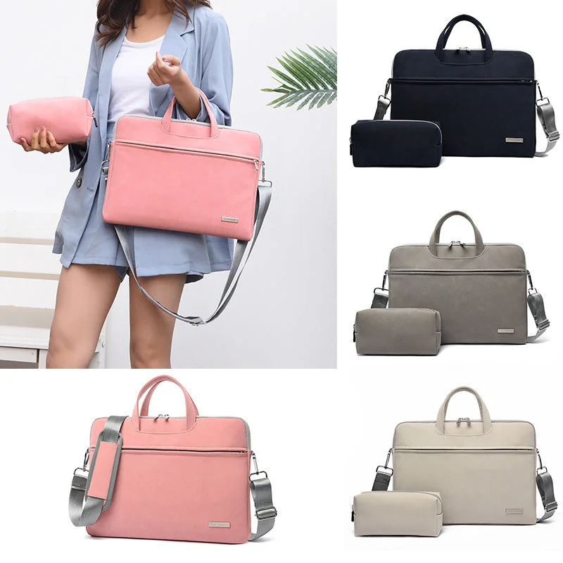 Recycled Tote Bags for Eco -PU Leather Women Laptop Bag Notebook Carrying Case Briefcase For Macbook Air 13.3 14 15.6 Inch Men Handbags Shoulder Mouse Bag