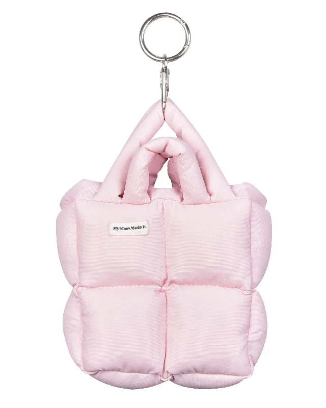 Tote Bags with Patchwork -Puffer Mini Keychain Bag - Pink