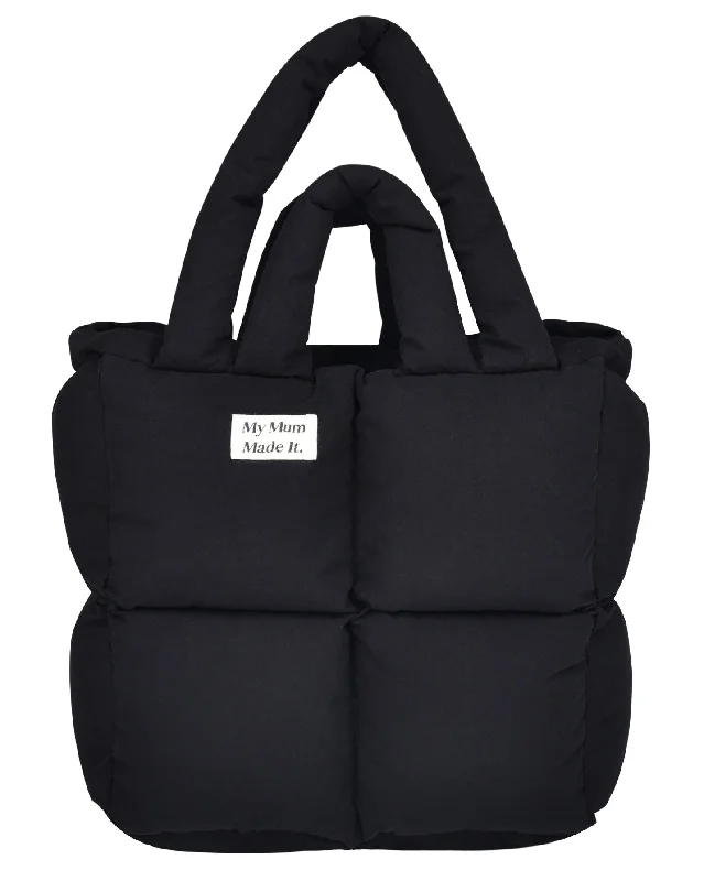 Zippered Tote Bags for Safety -Puffer Tote Bag - Obsidian