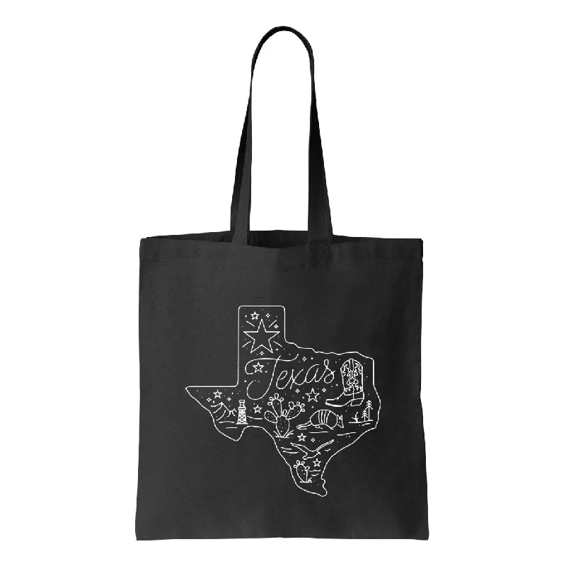 Long Handle Tote Bags for Style -'Round Texas Tote - Black