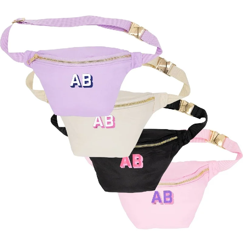 Tote Bags with Embossed Patterns -Initialed Shadow Block Letters Fanny Pack