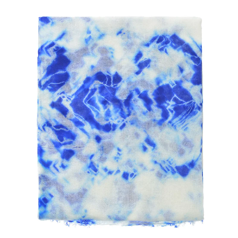 Tote Bags for Art Supplies -Shibori Tie Dye Scarf - White/Blue