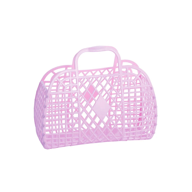 Tote Bags for Laptop -Small Lilac Retro Sun Jellies Basket