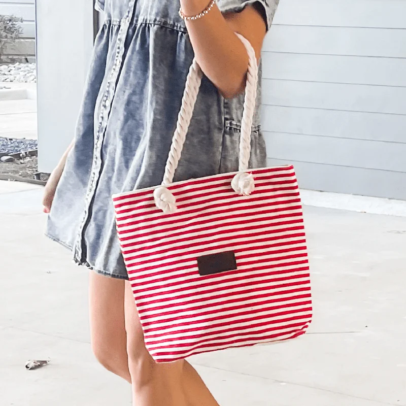 Checkered Tote Bags for Trend -Striped Canvas Tote Bag