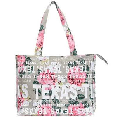 Recycled Tote Bags for Eco -Texas Gray Flower Bag Canvas - Small