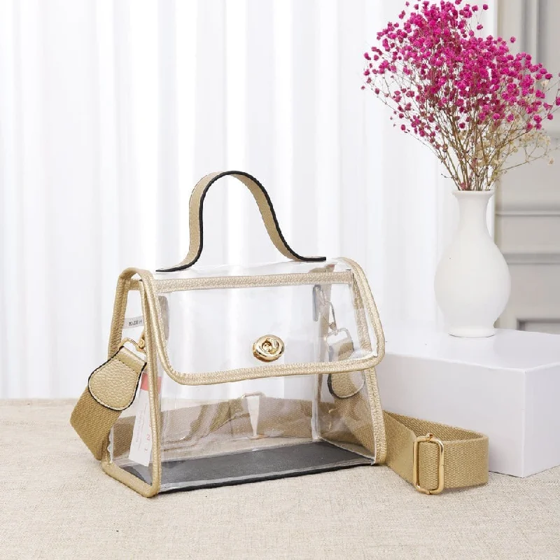 Lightweight linen handle bags for airy summer carry -TG10433 Mindy Clear Satchel/Crossbody