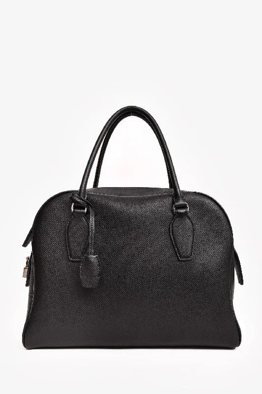 Snap Tote Bags for Convenience -The Row Black Deerskin Leather 'India 12.00' Top Handle Bag