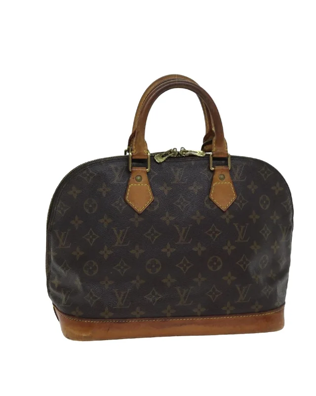 Hand-painted leather handle bags with unique artistic flair -Monogram Canvas Alma Hand Bag