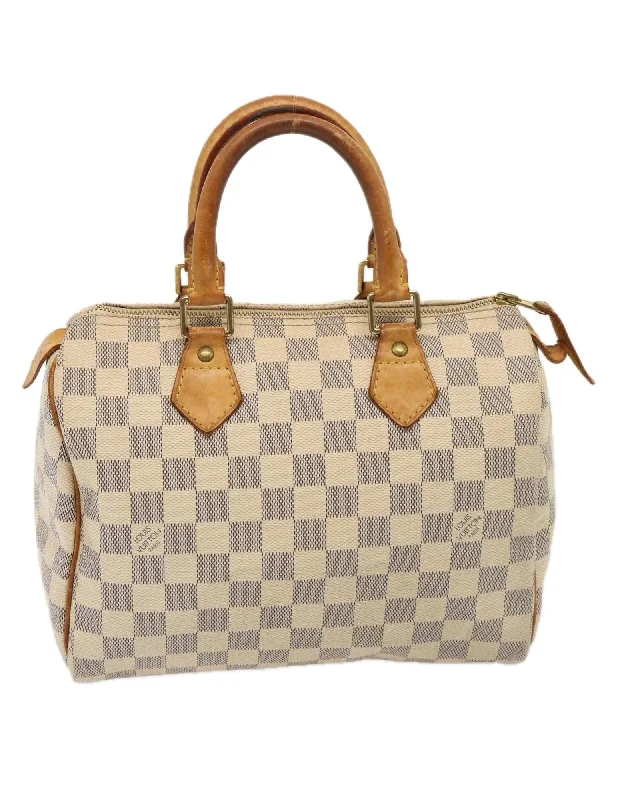 Custom embroidered handle bags with personalized name designs -Damier Azur Canvas Speedy 25 Hand Bag