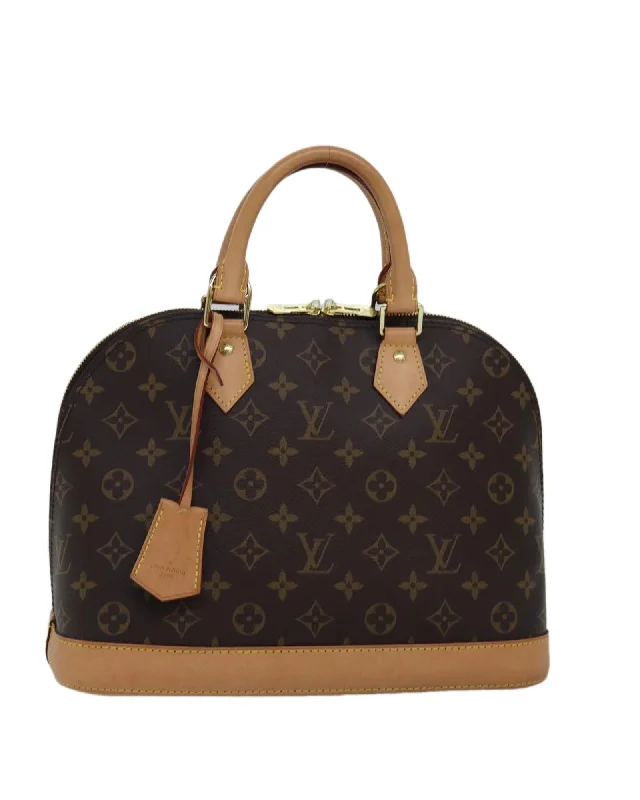 Geometric print handle bags with modern pattern appeal -Monogram Canvas Alma PM Handbag with Key and Clochette