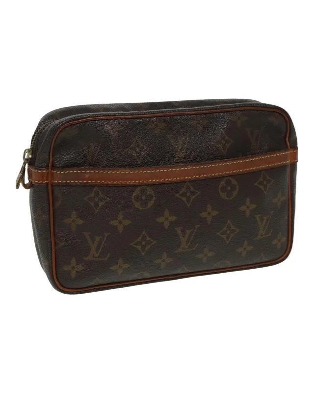 Tote Bags with Plastic Handles -Monogram Canvas Clutch Bag with Interior Pockets