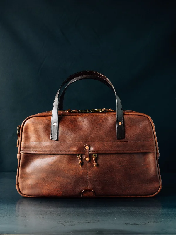 Recycled Tote Bags for Eco -Weekender Duffle - Cognac Nemesis Leather - Christmas Delivery