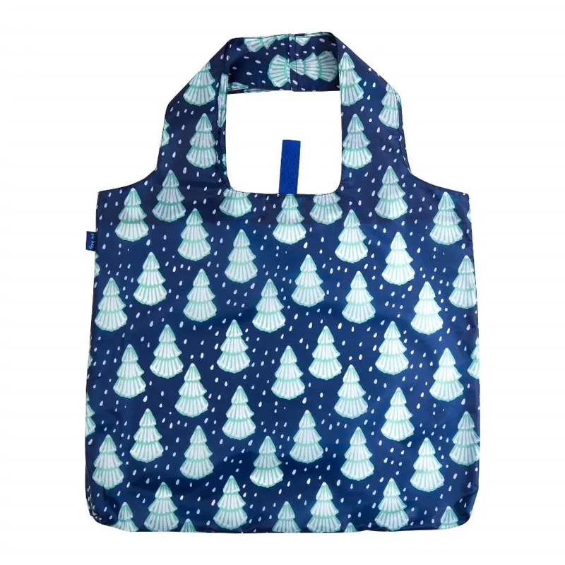 Tote Bags with Suede Handles -Winter Trees blu Reusable Shopping Bag-Machine washable