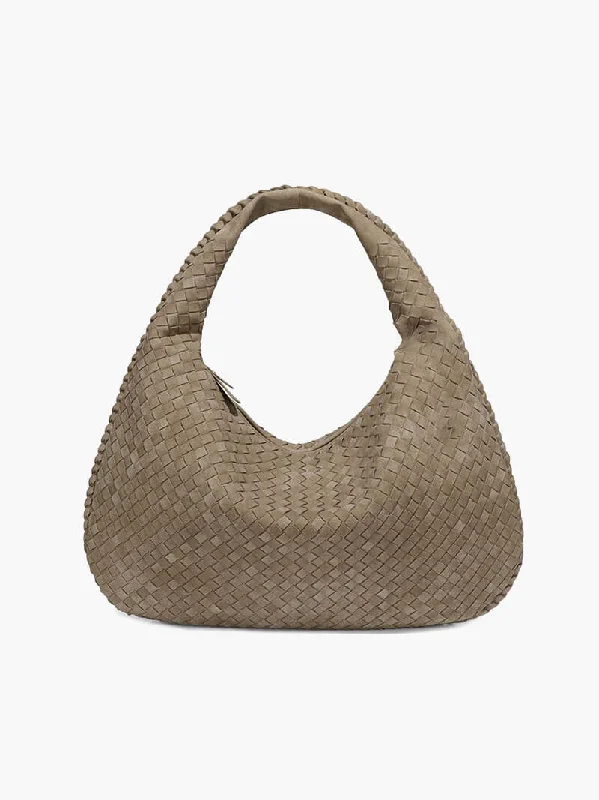 Tote Bags with Denim Handles -Suede Woven Bag XL