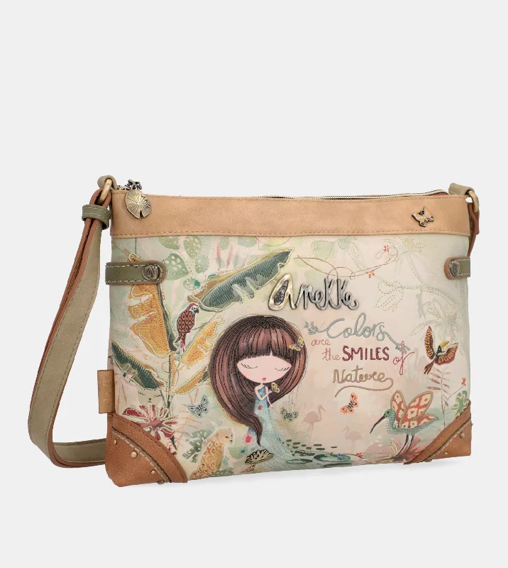 Anti-pickpocket crossbody bags with lockable zipper features -Amazonia large printed crossbody bag