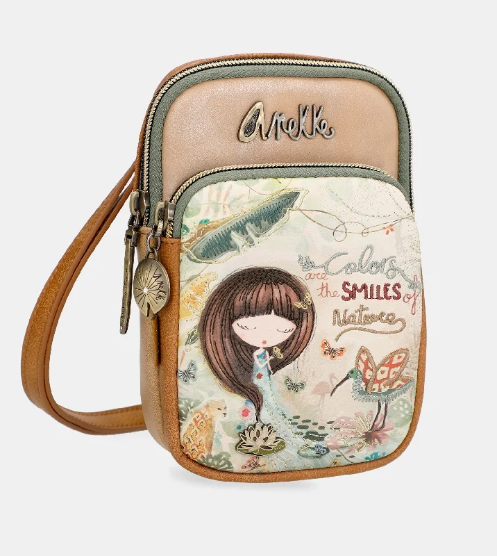 Hand-painted leather crossbody bags with unique artistic flair -Amazonia mini crossbody bag with pocket