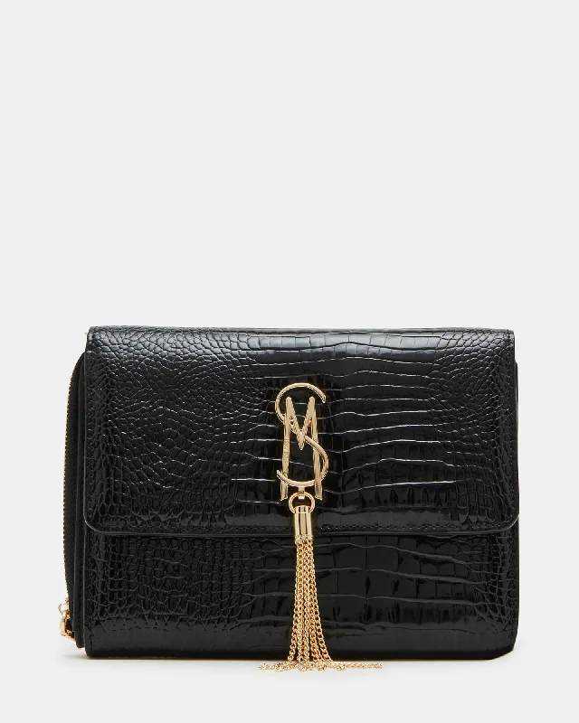 Vintage-inspired crossbody bags with brass hardware accents -AMARA BAG BLACK/GOLD