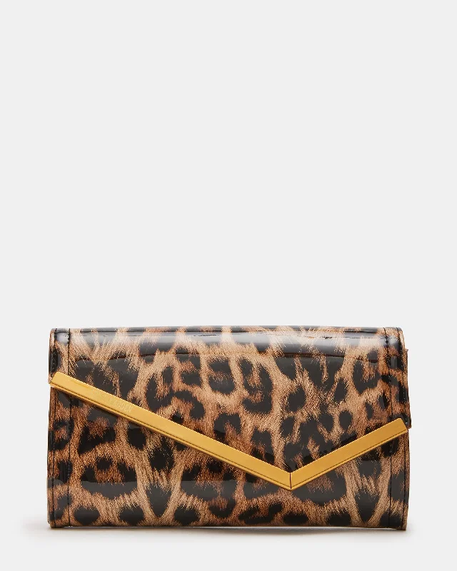 Travel-smart crossbody bags with hidden passport sleeves -CLUTCHD BAG LEOPARD PATENT