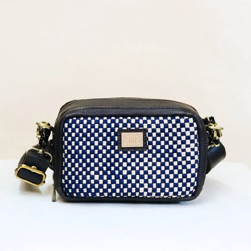 Shimmering bronze crossbody bags for festive night outings -Bento Checkerboard Navy & Beige