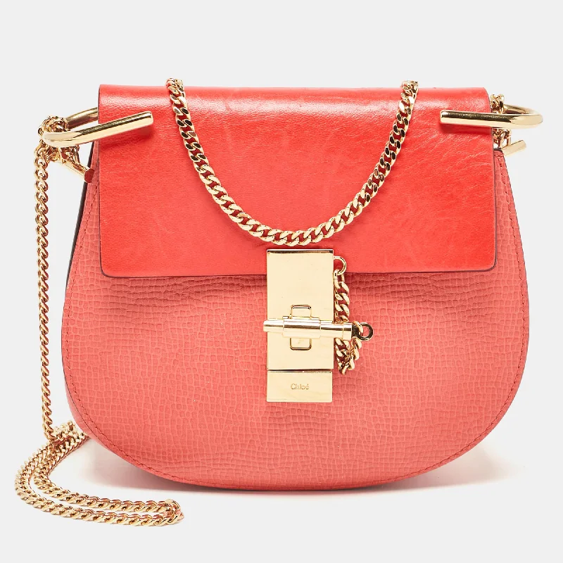 Pale mint crossbody bags for fresh spring accessorizing -Chloe Orange Leather Small Drew Chain Crossbody Bag