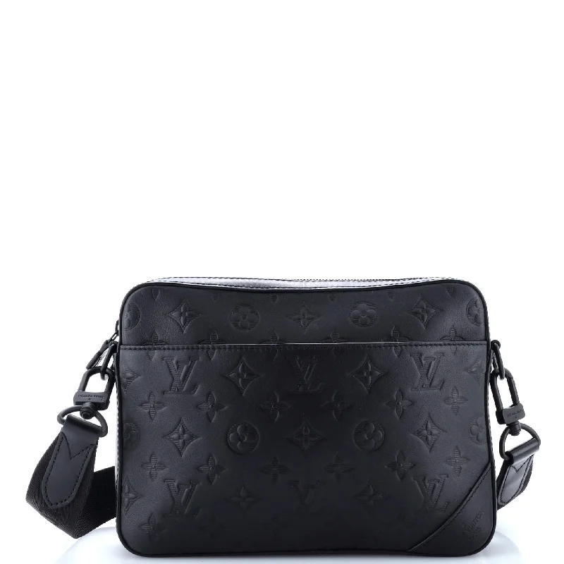 Bold chevron crossbody bags with dynamic zigzag patterns -Duo Messenger Bag Monogram Shadow Leather