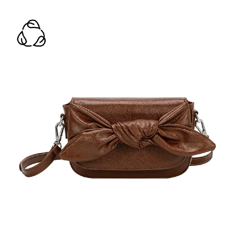 Minimal flap crossbody bags with magnetic snap simplicity -Faye Chocolate Clutch Crossbody Bag