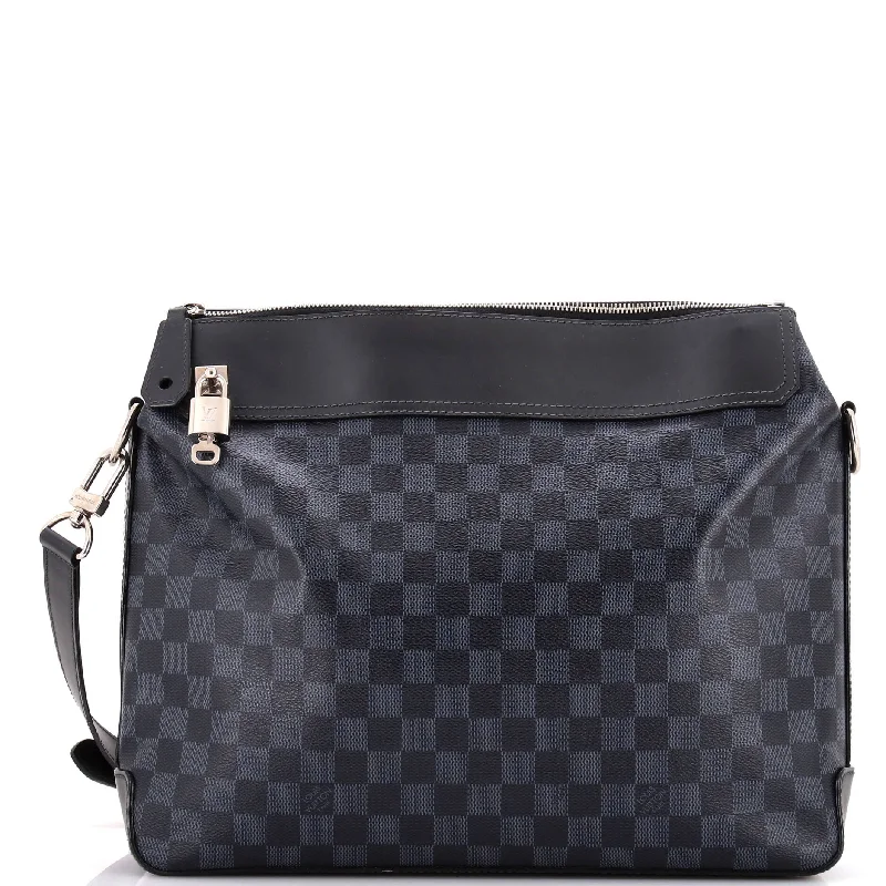 Art-deco inspired crossbody bags with geometric gold accents -Greenwich Messenger Bag Damier Cobalt