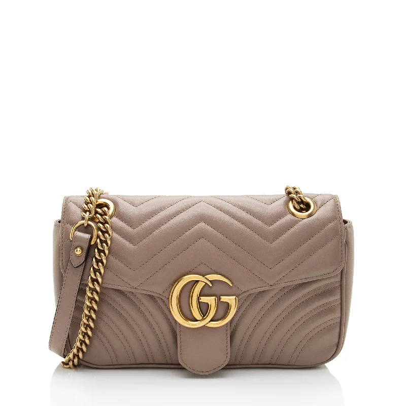 Retro corduroy crossbody bags for nostalgic cozy vibes -Gucci Matelasse Leather GG Marmont Small Flap Bag