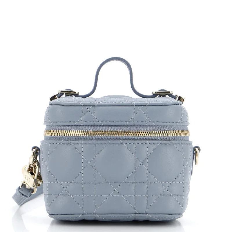 Subtle lavender crossbody bags for soft pastel elegance -Lady Dior Vanity Case Cannage Quilt Lambskin Micro