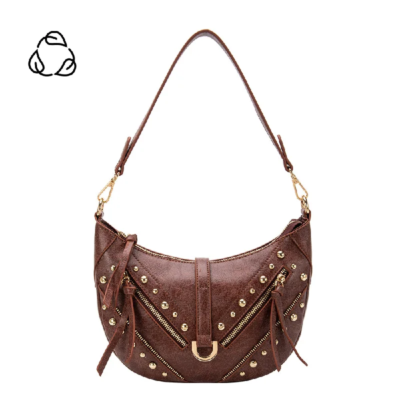 Spacious travel crossbody bags with extra zipper pockets -Maeve Burgundy Recycled Vegan Shoulder Bag