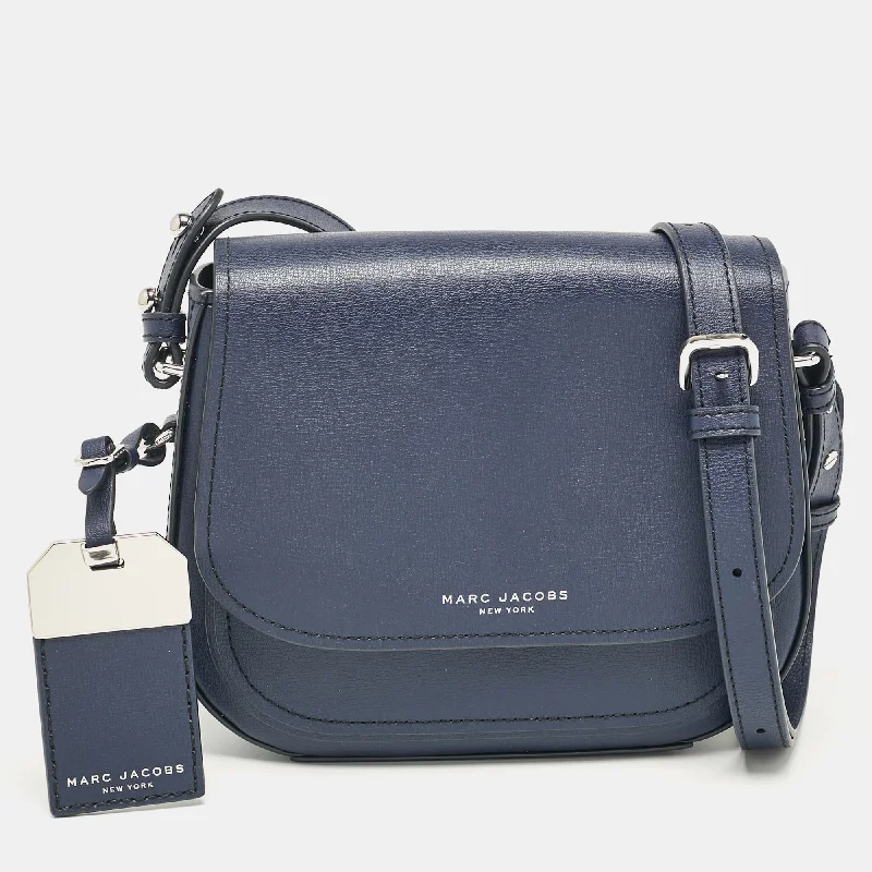 Elegant silk crossbody bags for formal dinner accessorizing -Marc Jacobs Navy Blue Leather Mini Rider Crossbody Bag