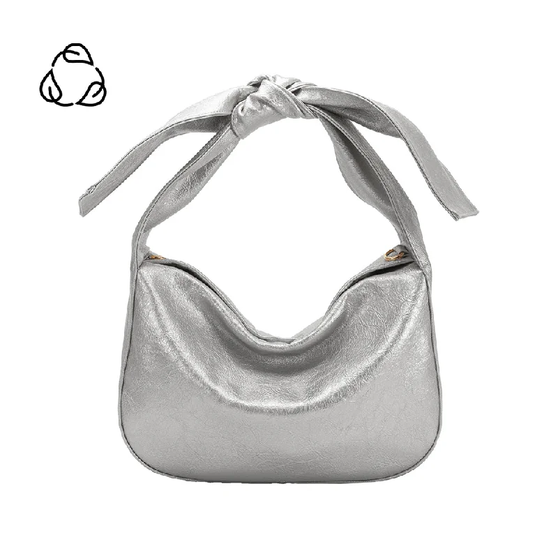 Oversized buckle crossbody bags with bold hardware details -Marni Silver Crinkle Bow Crossbody Bag