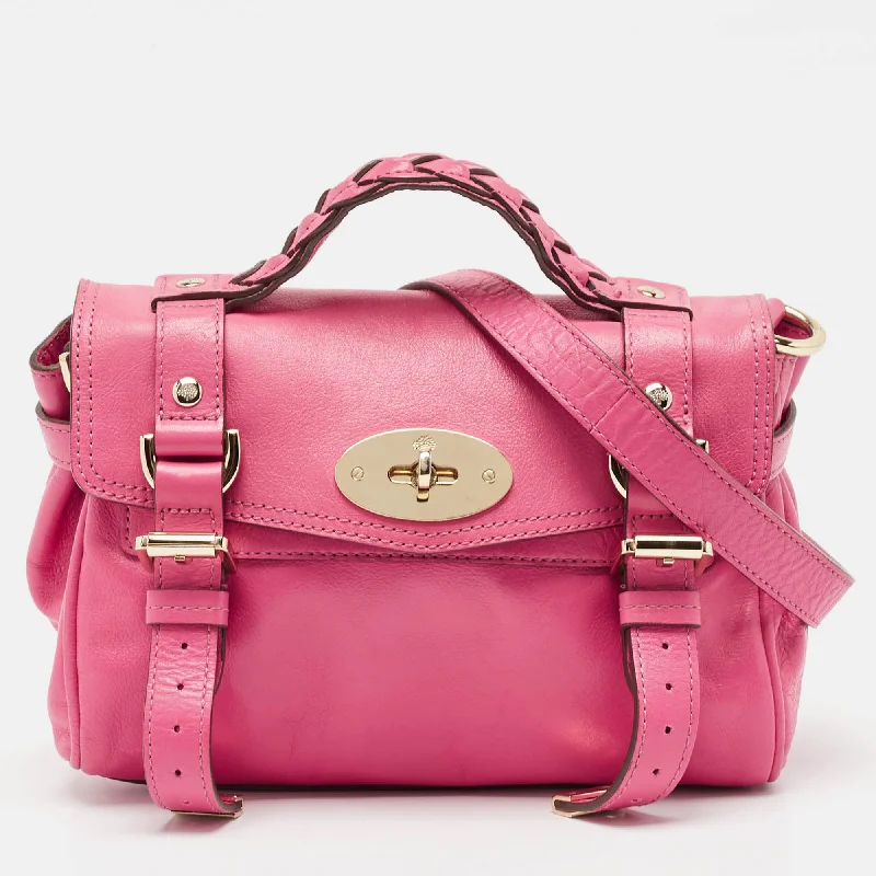 Quick-release strap crossbody bags for easy access convenience -Mulberry Pink Leather Mini Alexa Crossbody Bag