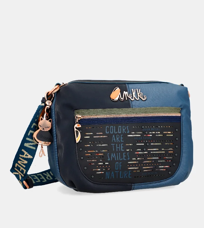 Eco-conscious hemp crossbody bags with natural fiber appeal -Nature Pachamama flexible navy blue crossbody bag