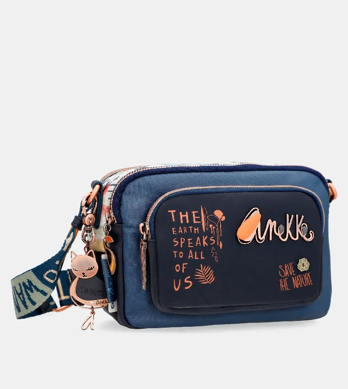 Foldable leather crossbody bags for travel-friendly storage -Nature Pachamama navy blue crossbody bag anekke