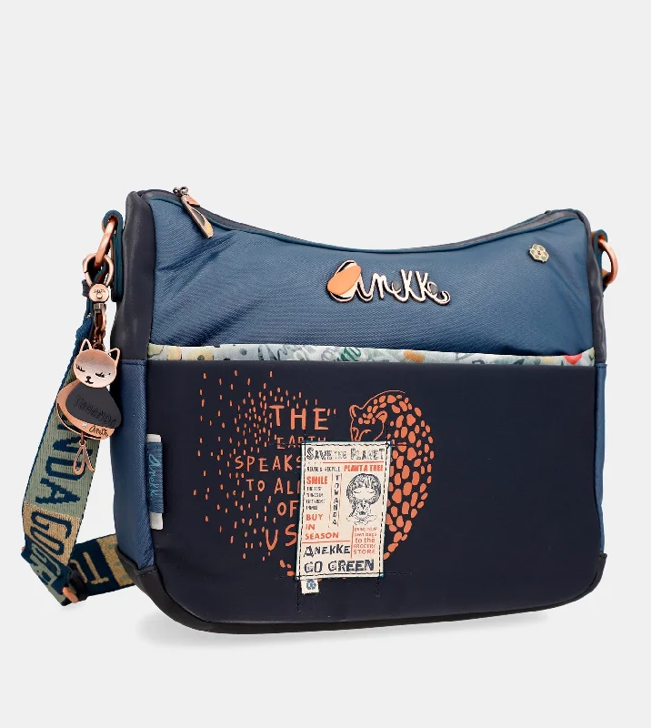 Glitter-dusted crossbody bags sparkling at evening galas -Nature Pachamama navy blue crossbody bag with pockets