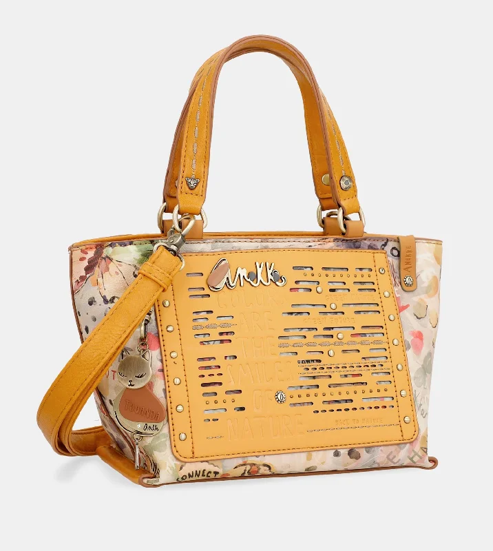 Dainty lace crossbody bags for delicate bridal charm -Nature Pachamama ochre tote bag