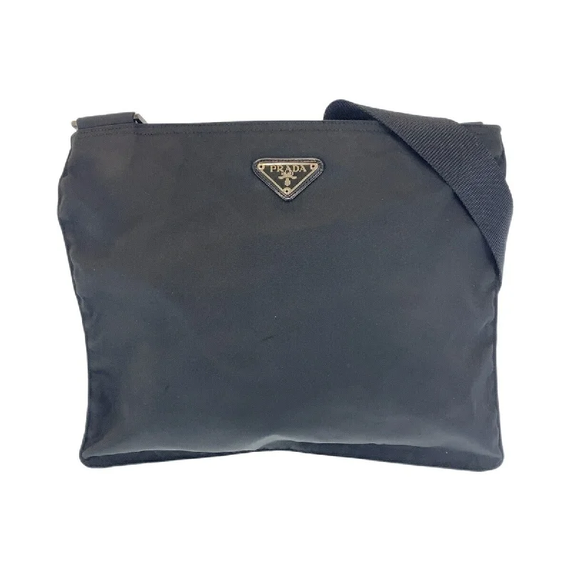 Waterproof canvas crossbody bags for rainy travel days -Prada Nylon Tessuto Triangle Logo Shoulder Bag